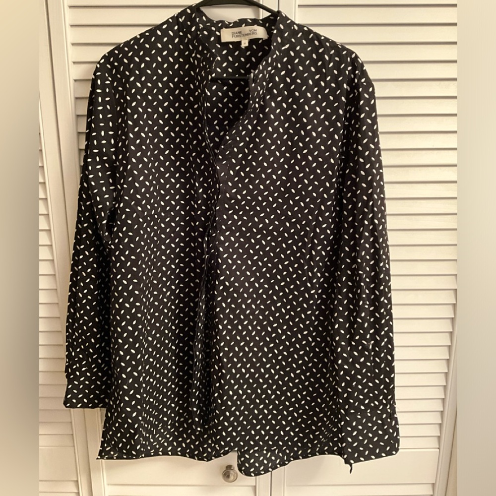Diane Von Furstenberg Black Dot Blouse - M